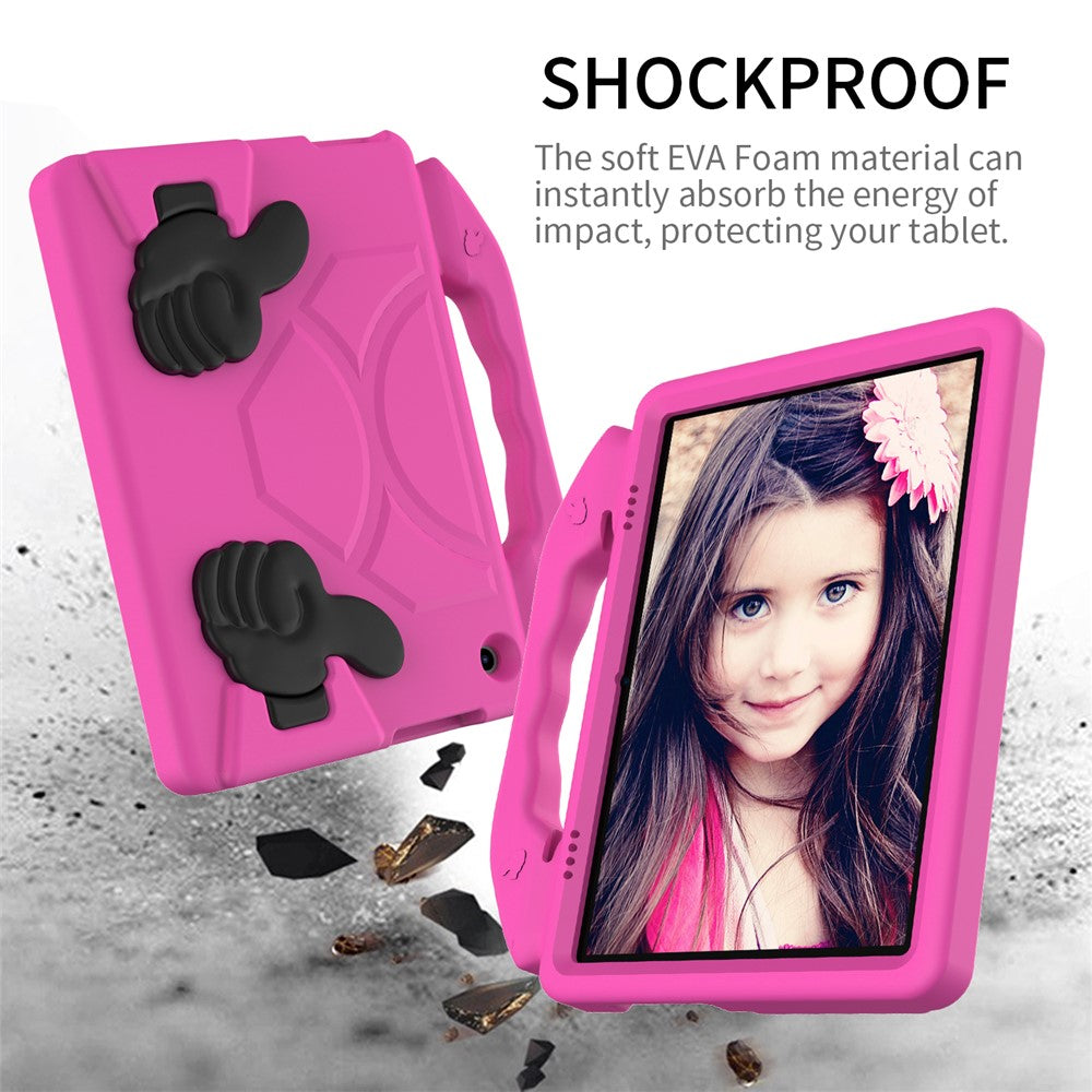 Portable Handle Foldable Thumb Kickstand Shockproof EVA Tablet Case Cover for Lenovo Tab M10 TB-X605F - Rose