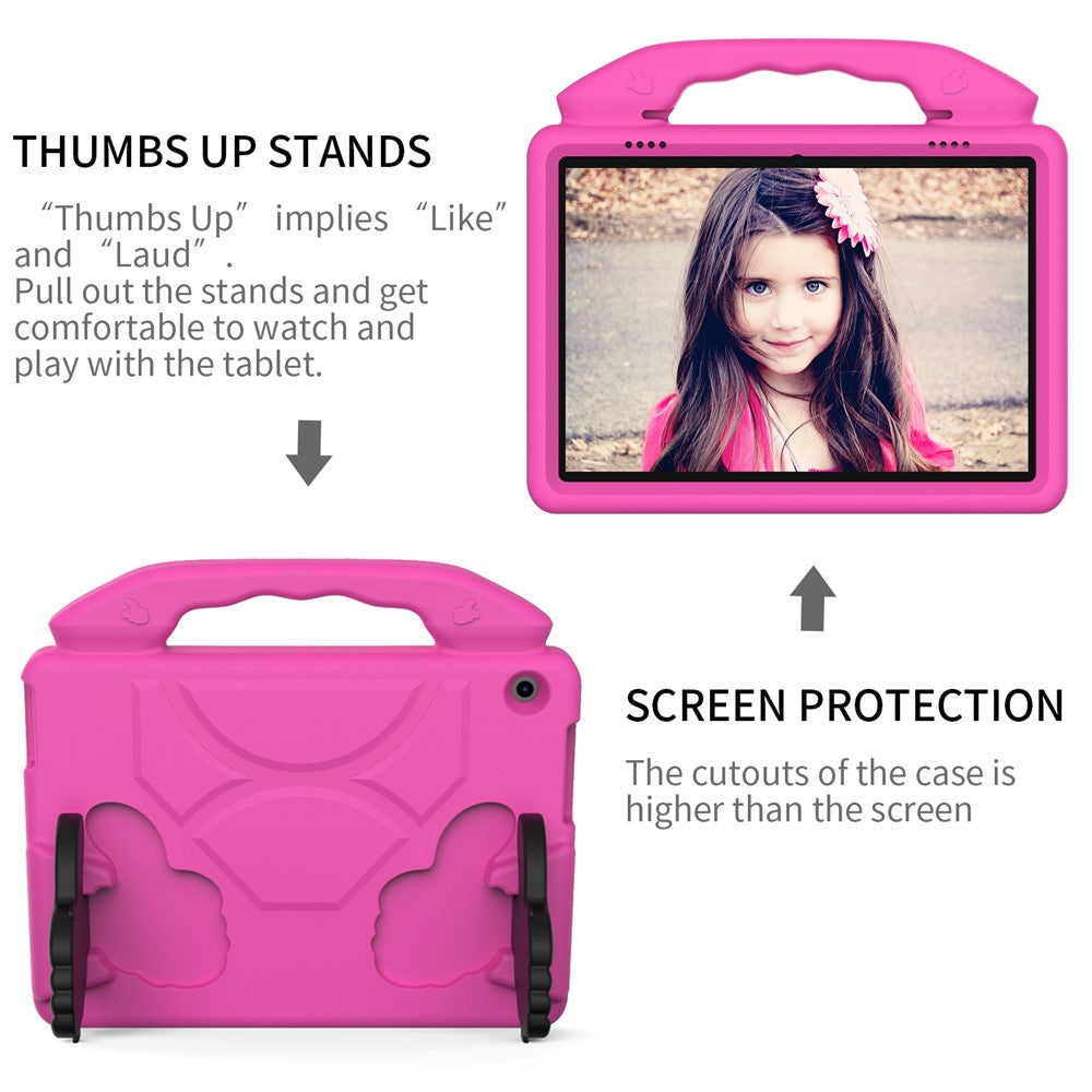 Portable Handle Foldable Thumb Kickstand Shockproof EVA Tablet Case Cover for Lenovo Tab M10 TB-X605F - Rose