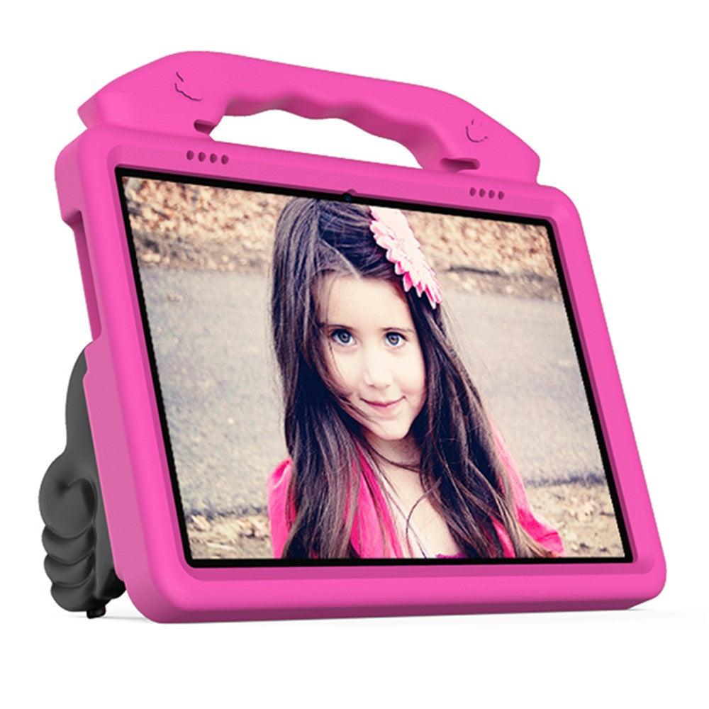 Portable Handle Foldable Thumb Kickstand Shockproof EVA Tablet Case Cover for Lenovo Tab M10 TB-X605F - Rose