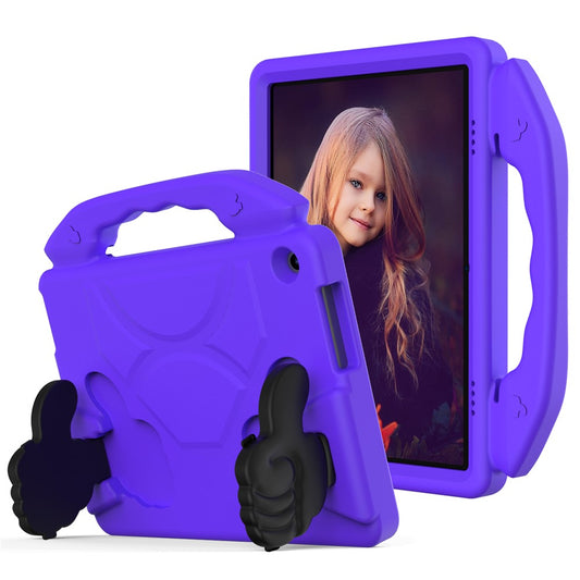 Portable Handle Foldable Thumb Kickstand Shockproof EVA Tablet Case Cover for Lenovo Tab M10 TB-X605F - Purple