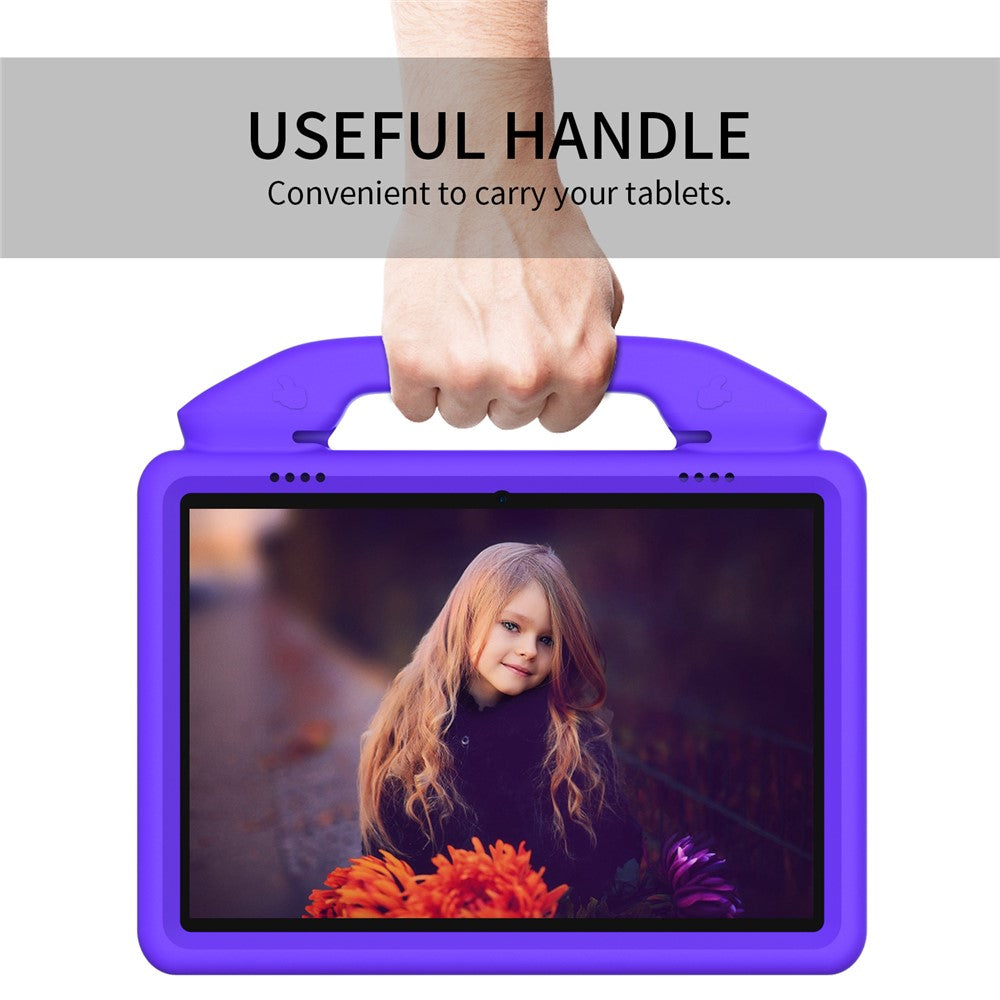 Portable Handle Foldable Thumb Kickstand Shockproof EVA Tablet Case Cover for Lenovo Tab M10 TB-X605F - Purple