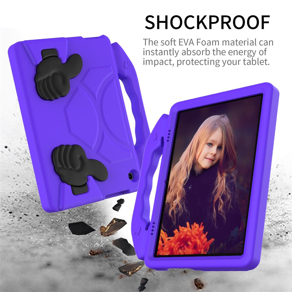 Portable Handle Foldable Thumb Kickstand Shockproof EVA Tablet Case Cover for Lenovo Tab M10 TB-X605F - Purple