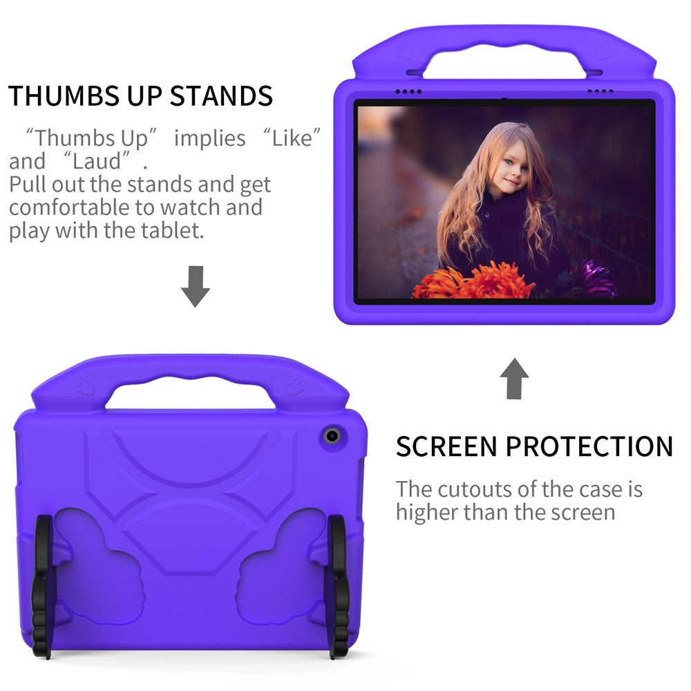 Portable Handle Foldable Thumb Kickstand Shockproof EVA Tablet Case Cover for Lenovo Tab M10 TB-X605F - Purple