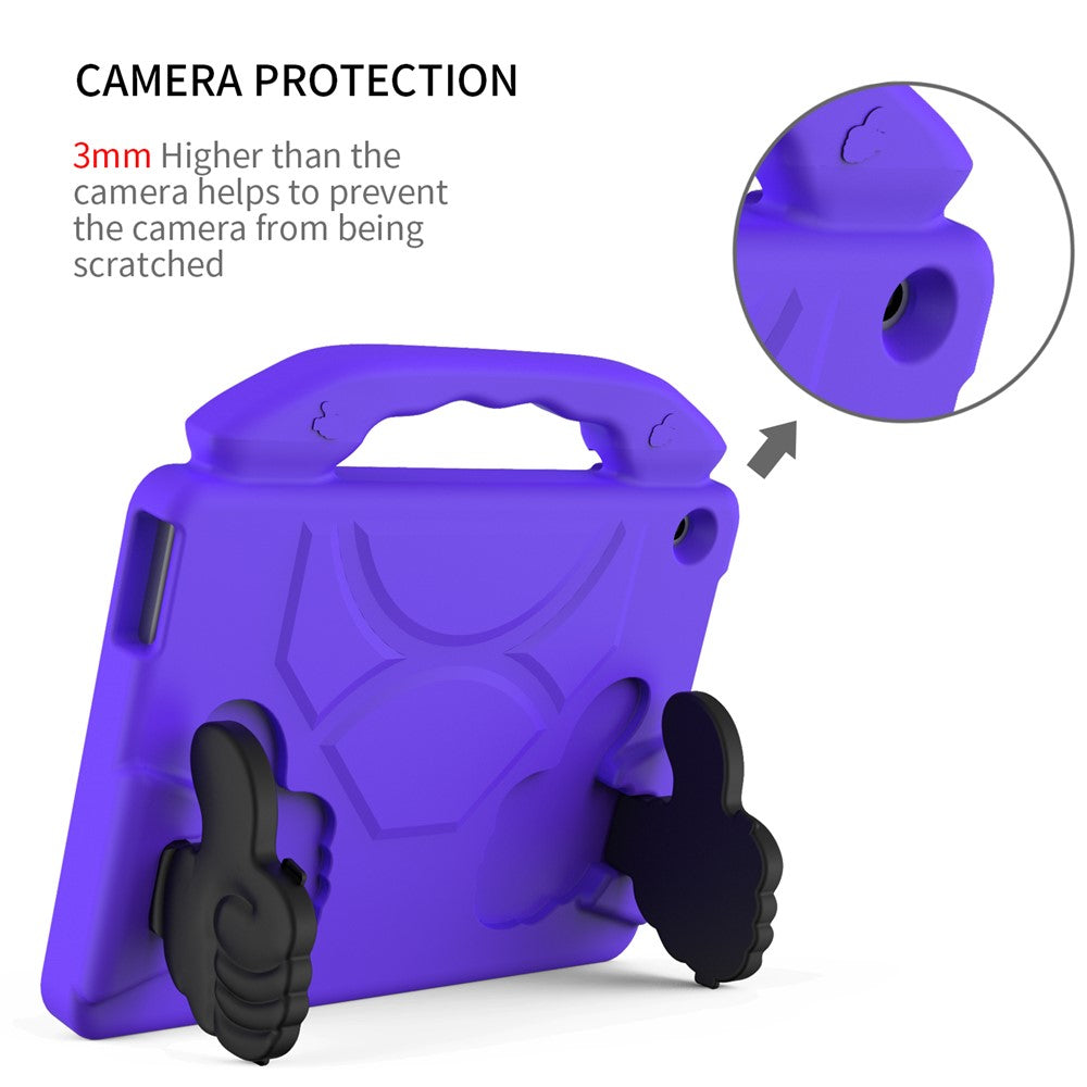 Portable Handle Foldable Thumb Kickstand Shockproof EVA Tablet Case Cover for Lenovo Tab M10 TB-X605F - Purple