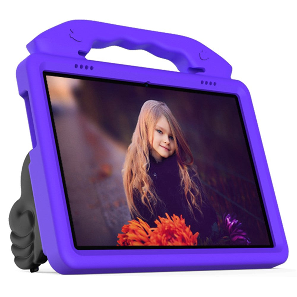 Portable Handle Foldable Thumb Kickstand Shockproof EVA Tablet Case Cover for Lenovo Tab M10 TB-X605F - Purple