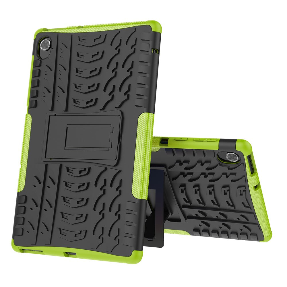 Cool Tire Texture Scratch-resistant PC + TPU Protective Tablet Cover with Kickstand for Lenovo Tab K10 - Green
