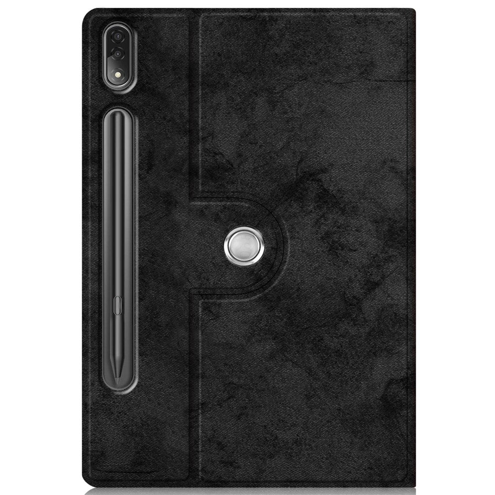 For Lenovo Tab P12 Pro 12.6 inch PU Leather Rotary Stand Tablet Case with Auto Wake/Sleep - Black