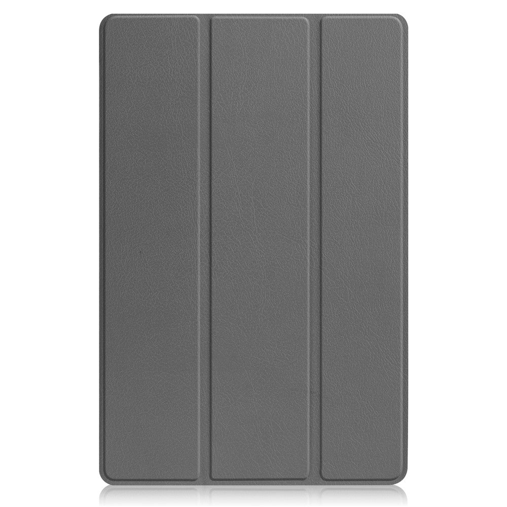 Trifold Stand Tablet Cover for Lenovo Tab P12 Pro, PU Leather + PC Protective Auto Wake/Sleep Smart Case - Grey