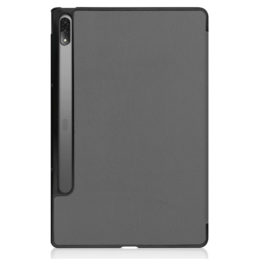 Trifold Stand Tablet Cover for Lenovo Tab P12 Pro, PU Leather + PC Protective Auto Wake/Sleep Smart Case - Grey