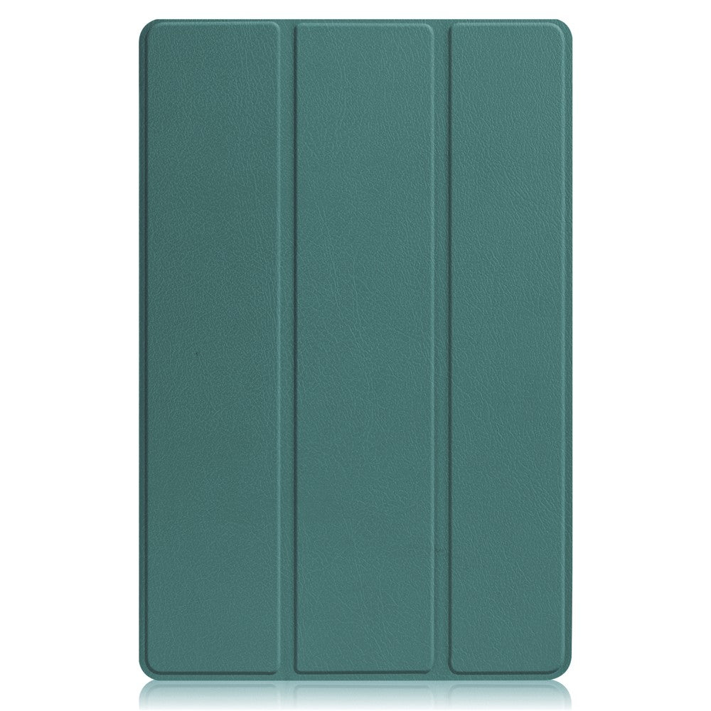 Trifold Stand Tablet Cover for Lenovo Tab P12 Pro, PU Leather + PC Protective Auto Wake/Sleep Smart Case - Green