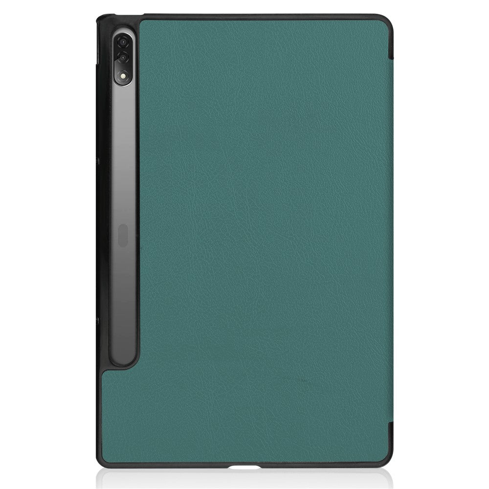 Trifold Stand Tablet Cover for Lenovo Tab P12 Pro, PU Leather + PC Protective Auto Wake/Sleep Smart Case - Green