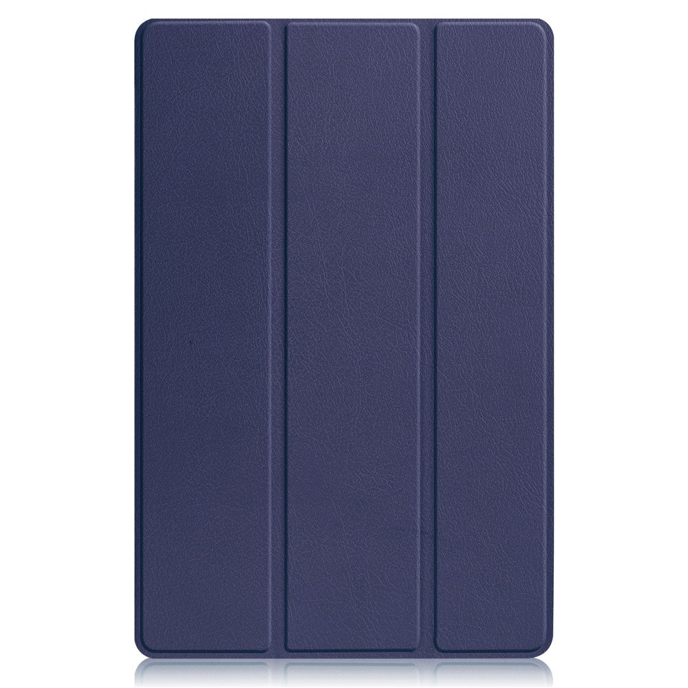 Trifold Stand Tablet Cover for Lenovo Tab P12 Pro, PU Leather + PC Protective Auto Wake/Sleep Smart Case - Blue