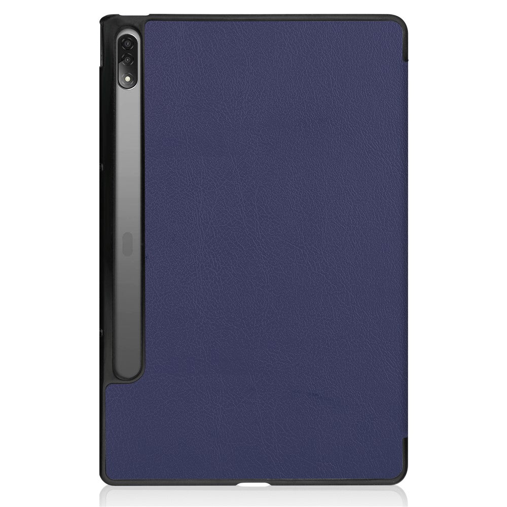 Trifold Stand Tablet Cover for Lenovo Tab P12 Pro, PU Leather + PC Protective Auto Wake/Sleep Smart Case - Blue