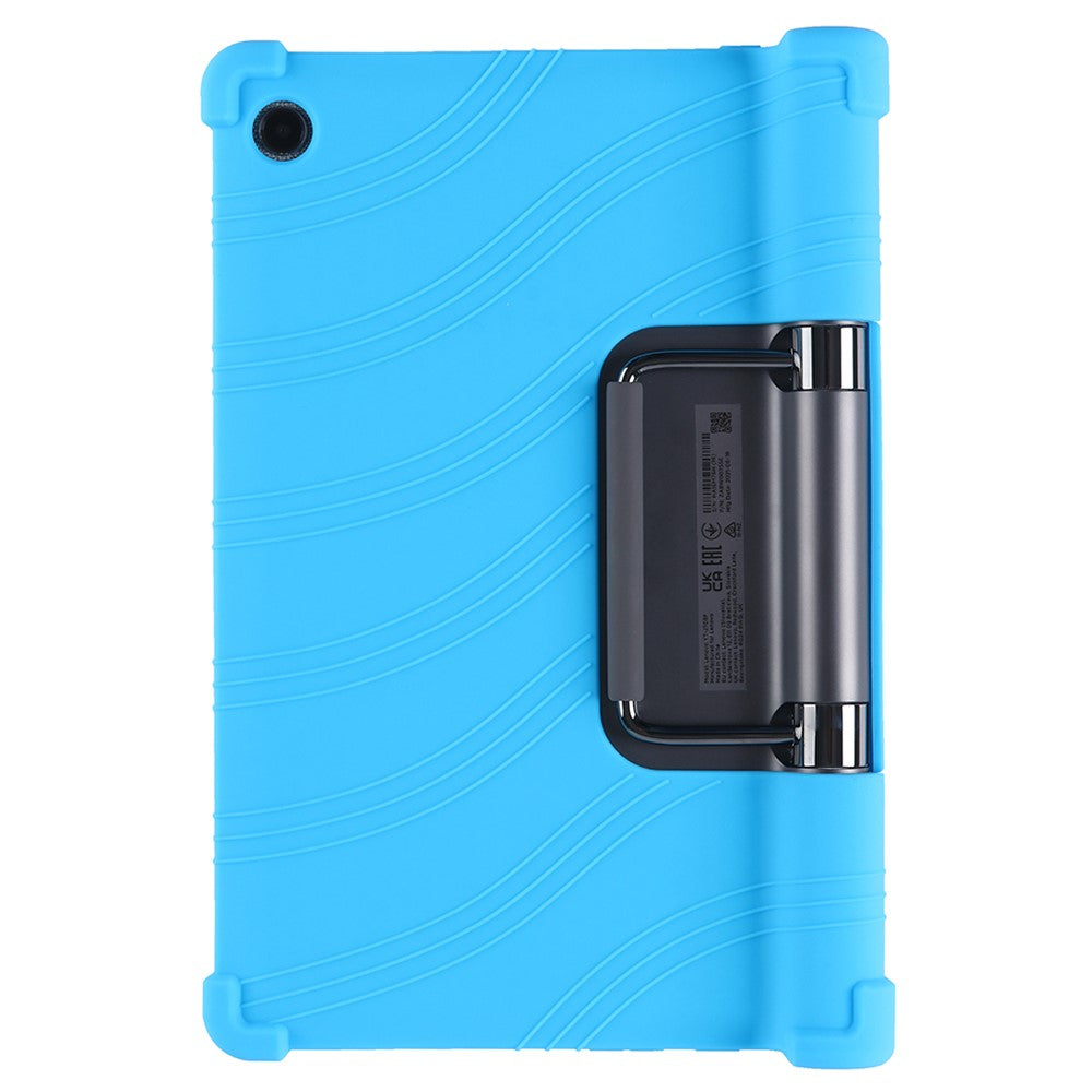 For Lenovo Yoga Tab 11 Flexible Silicone Thickened Four Corners Anti-fall Tablet Case Cover with Foldable Kickstand - Sky Blue