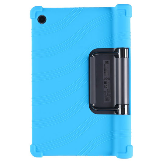 For Lenovo Yoga Tab 11 Flexible Silicone Thickened Four Corners Anti-fall Tablet Case Cover with Foldable Kickstand - Sky Blue