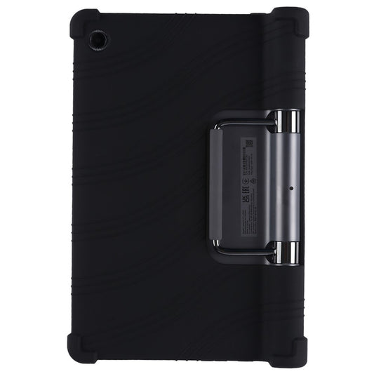 For Lenovo Yoga Tab 11 Flexible Silicone Thickened Four Corners Anti-fall Tablet Case Cover with Foldable Kickstand - Black