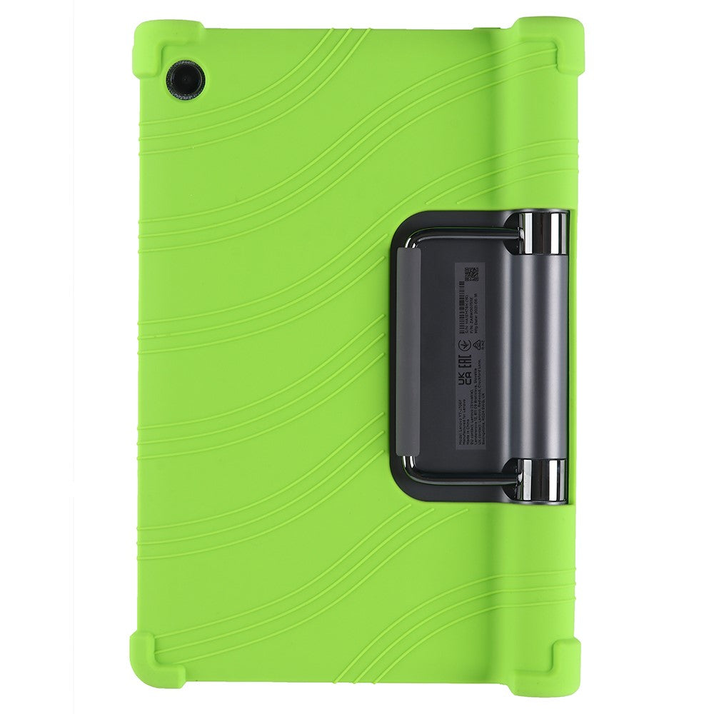 For Lenovo Yoga Tab 11 Flexible Silicone Thickened Four Corners Anti-fall Tablet Case Cover with Foldable Kickstand - Green