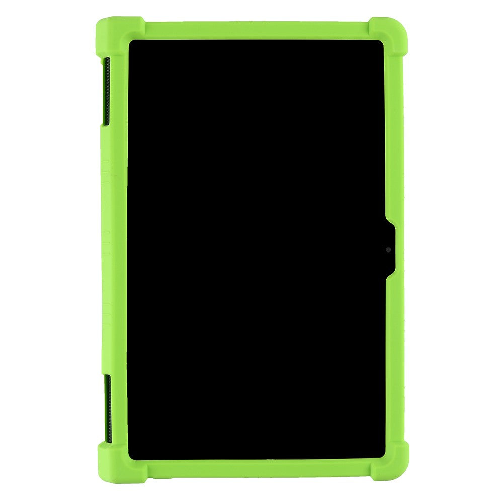 For Lenovo Yoga Tab 11 Flexible Silicone Thickened Four Corners Anti-fall Tablet Case Cover with Foldable Kickstand - Green