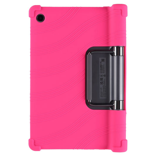 For Lenovo Yoga Tab 11 Flexible Silicone Thickened Four Corners Anti-fall Tablet Case Cover with Foldable Kickstand - Rose