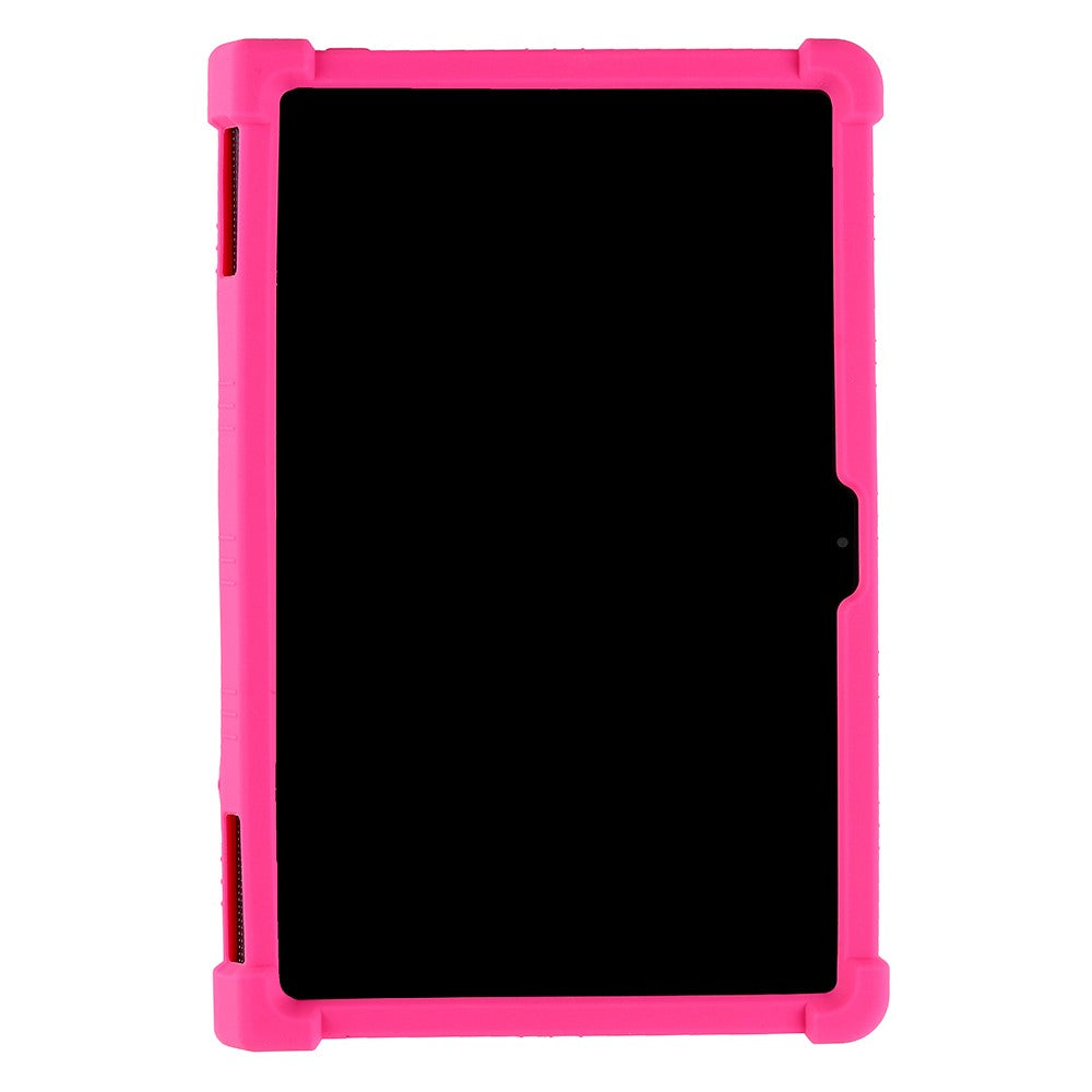 For Lenovo Yoga Tab 11 Flexible Silicone Thickened Four Corners Anti-fall Tablet Case Cover with Foldable Kickstand - Rose