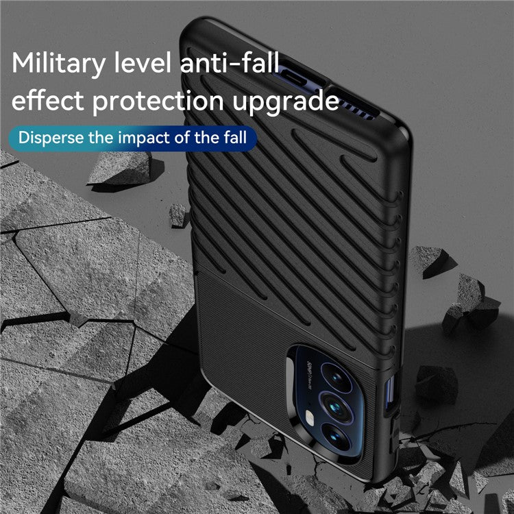 For Motorola Edge 30 Pro Thunder Series Twill Texture Thickened Anti-fall Protection TPU Case Phone Cover - Black