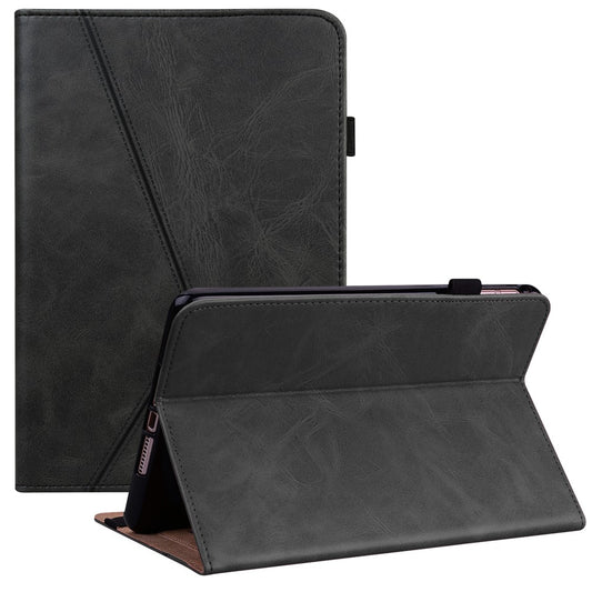 For Lenovo Legion Y700 Line Imprinted Adjustable Stand PU Leather Auto Wake/Sleep Drop-proof Tablet Case with Card Slots - Black