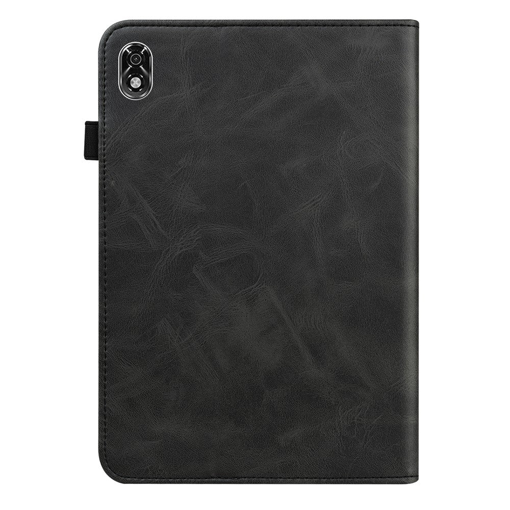 For Lenovo Legion Y700 Line Imprinted Adjustable Stand PU Leather Auto Wake/Sleep Drop-proof Tablet Case with Card Slots - Black