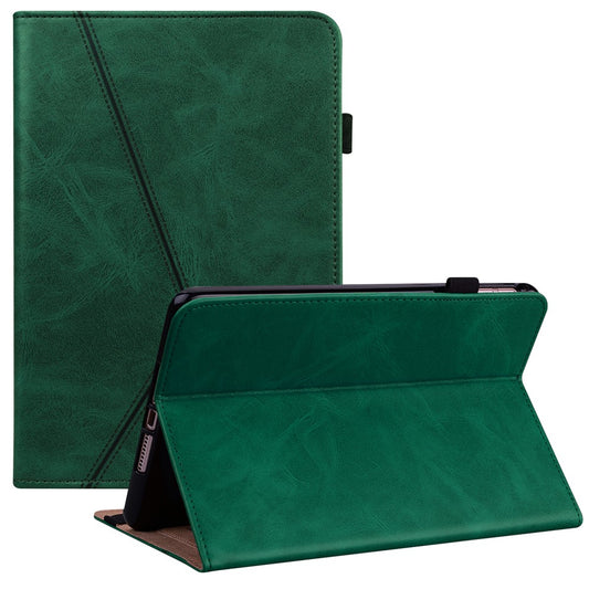 For Lenovo Legion Y700 Line Imprinted Adjustable Stand PU Leather Auto Wake/Sleep Drop-proof Tablet Case with Card Slots - Green