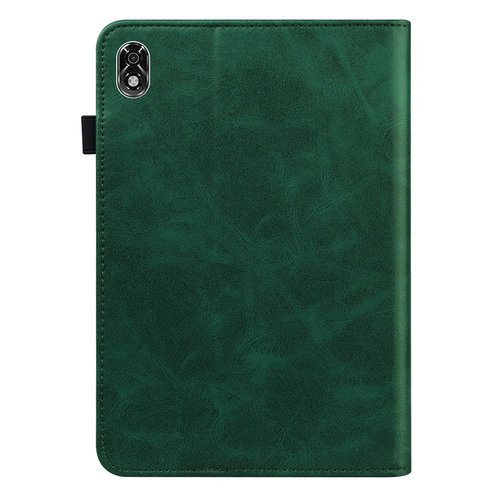 For Lenovo Legion Y700 Line Imprinted Adjustable Stand PU Leather Auto Wake/Sleep Drop-proof Tablet Case with Card Slots - Green