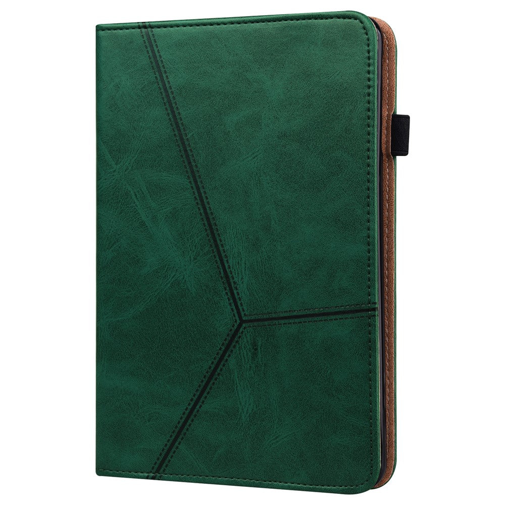 For Lenovo Legion Y700 Line Imprinted Adjustable Stand PU Leather Auto Wake/Sleep Drop-proof Tablet Case with Card Slots - Green