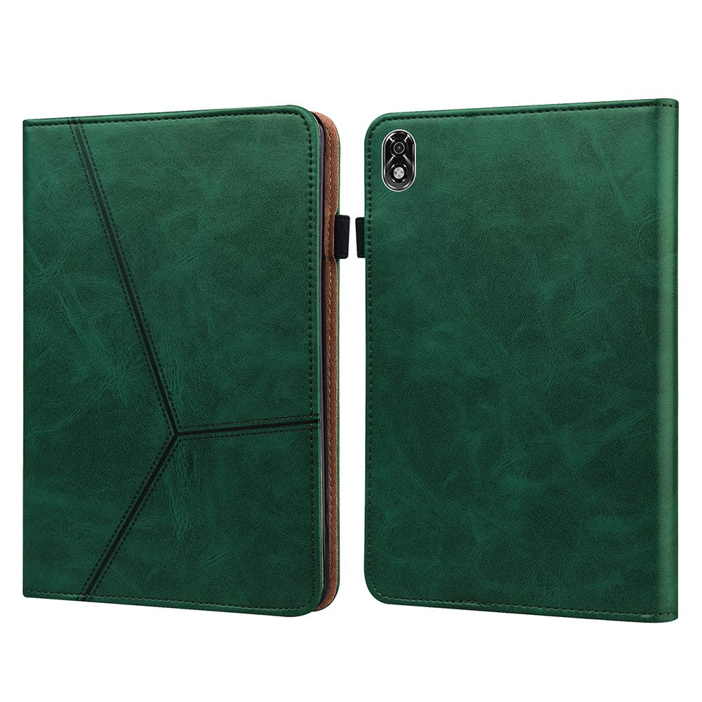 For Lenovo Legion Y700 Line Imprinted Adjustable Stand PU Leather Auto Wake/Sleep Drop-proof Tablet Case with Card Slots - Green