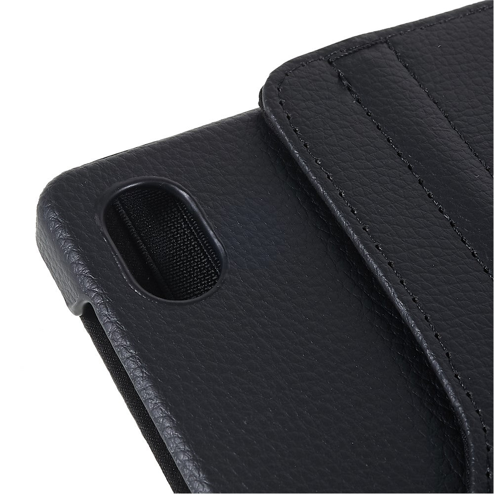 For Lenovo Legion Y700 Anti-drop Shockproof Leather Case 360-degree Rotating Protective Cover with Stand Support Horizontal/Vertical View - Black