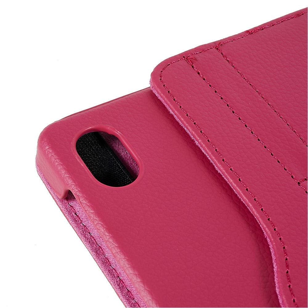 For Lenovo Legion Y700 Anti-drop Shockproof Leather Case 360-degree Rotating Protective Cover with Stand Support Horizontal/Vertical View - Rose