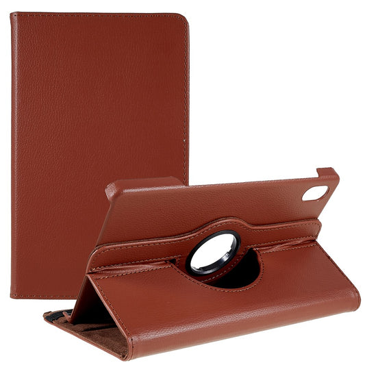 For Lenovo Legion Y700 Anti-drop Shockproof Leather Case 360-degree Rotating Protective Cover with Stand Support Horizontal/Vertical View - Brown