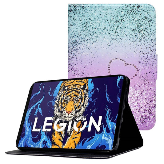 For Lenovo Legion Y700 Pattern Printing Leather Shock Proof Tablet Case Protective Cover - Heart