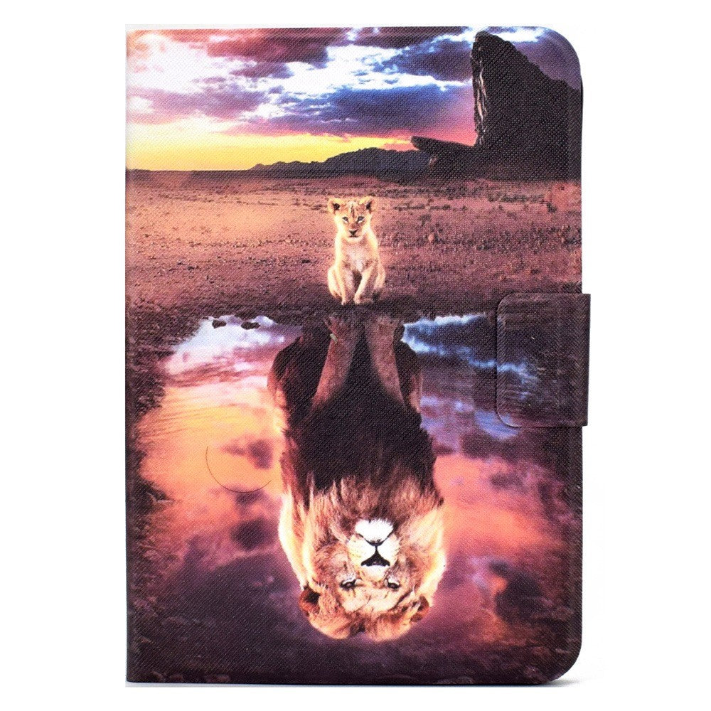 For Lenovo Legion Y700 Pattern Printing Leather Shock Proof Tablet Case Protective Cover - Lion
