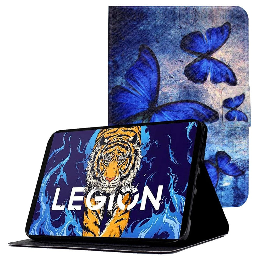 For Lenovo Legion Y700 Pattern Printing Leather Shock Proof Tablet Case Protective Cover - Butterfly
