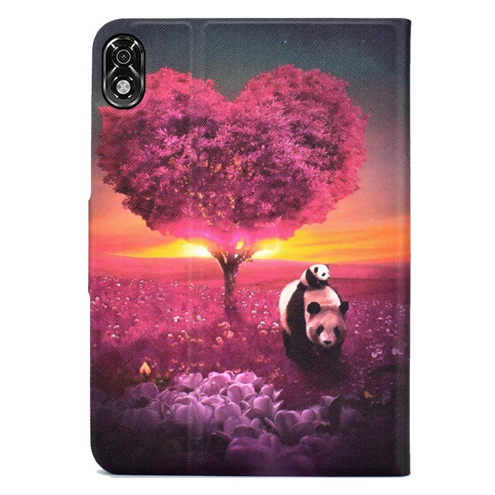 For Lenovo Legion Y700 Pattern Printing Leather Shock Proof Tablet Case Protective Cover - Tree and Panda