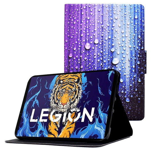 For Lenovo Legion Y700 Pattern Printing Leather Shock Proof Tablet Case Protective Cover - Water Drop