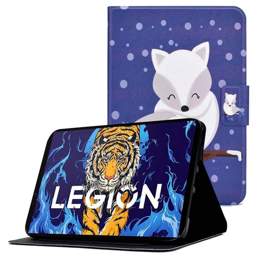 For Lenovo Legion Y700 Pattern Printing Leather Shock Proof Tablet Case Protective Cover - Fox