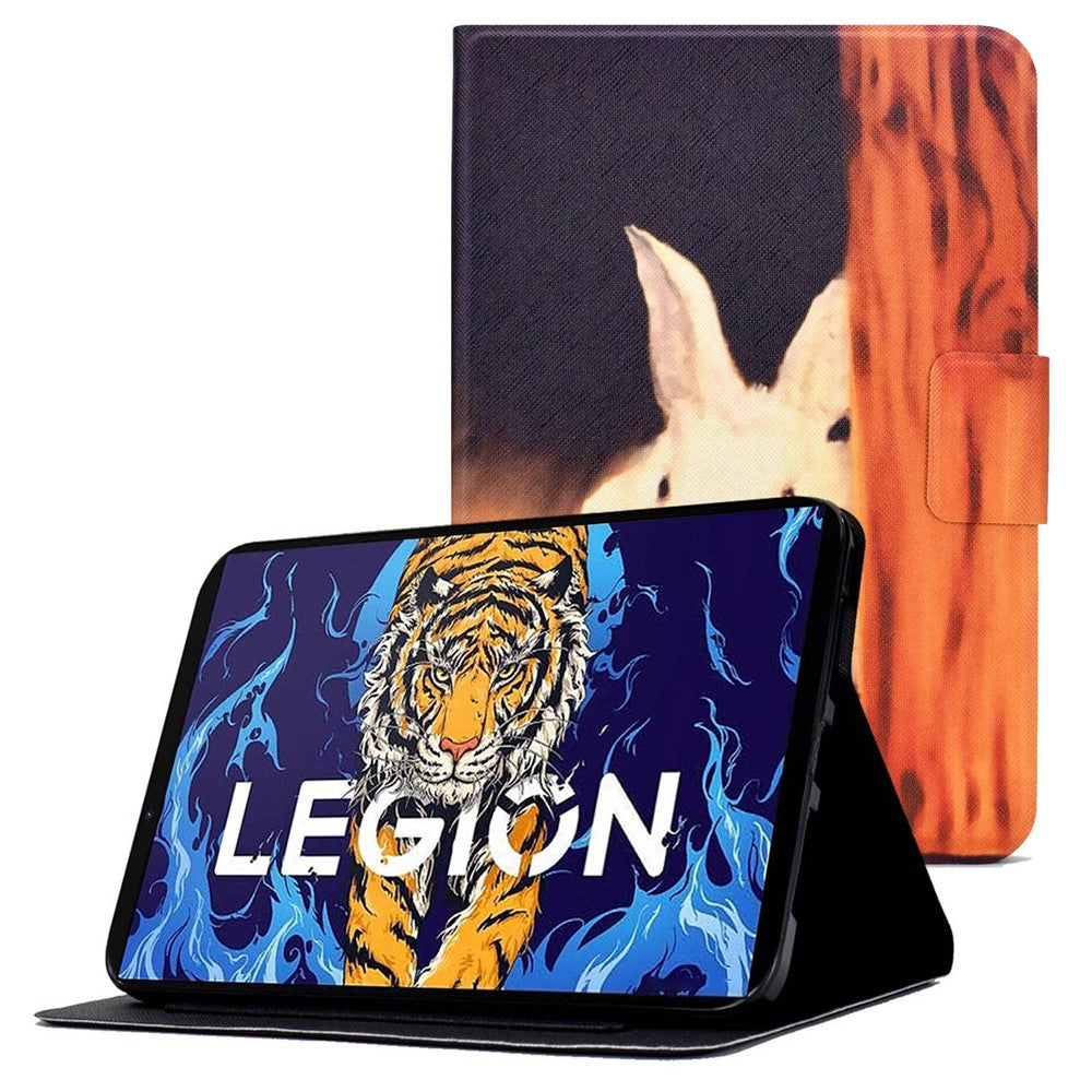 For Lenovo Legion Y700 Pattern Printing Leather Shock Proof Tablet Case Protective Cover - Rabbit