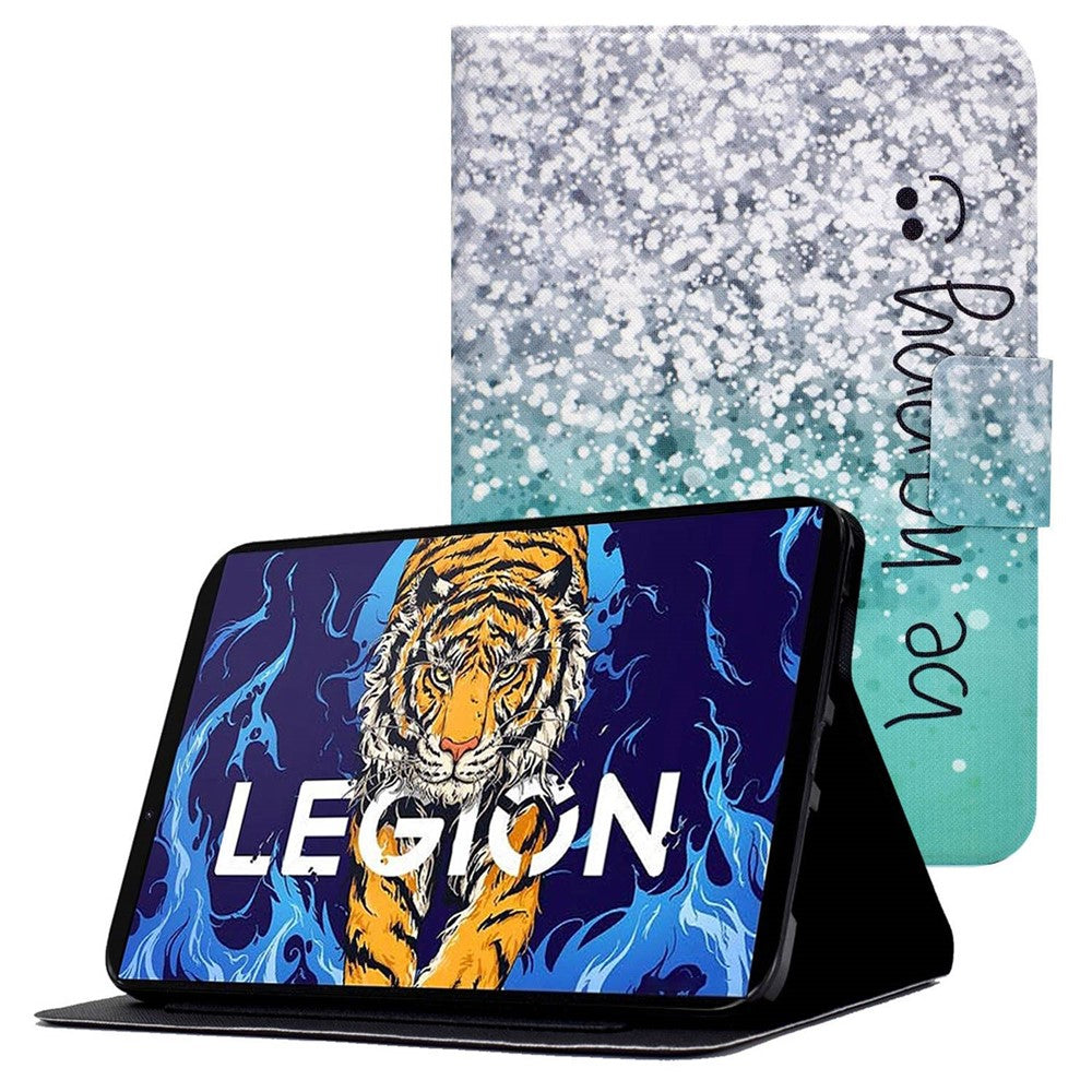 For Lenovo Legion Y700 Pattern Printing Leather Shock Proof Tablet Case Protective Cover - BE HAPPY