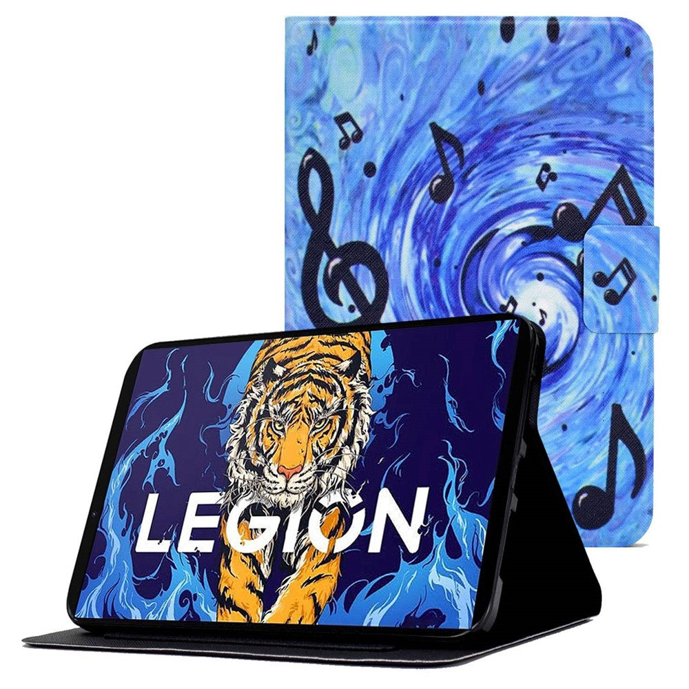 For Lenovo Legion Y700 Pattern Printing Leather Shock Proof Tablet Case Protective Cover - Musical Notes