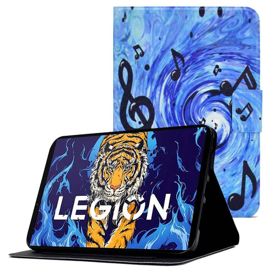 For Lenovo Legion Y700 Pattern Printing Leather Shock Proof Tablet Case Protective Cover - Musical Notes