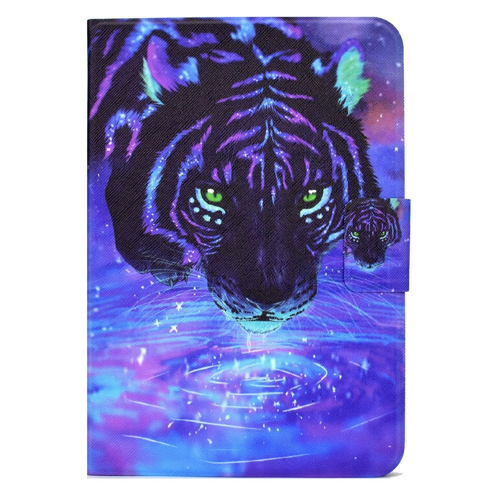 For Lenovo Legion Y700 Pattern Printing Leather Shock Proof Tablet Case Protective Cover - Purple Tiger