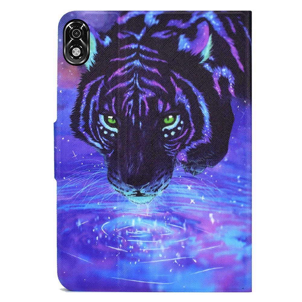 For Lenovo Legion Y700 Pattern Printing Leather Shock Proof Tablet Case Protective Cover - Purple Tiger