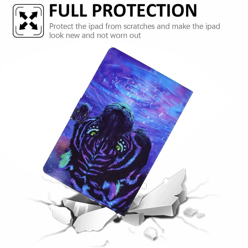 For Lenovo Legion Y700 Pattern Printing Leather Shock Proof Tablet Case Protective Cover - Purple Tiger