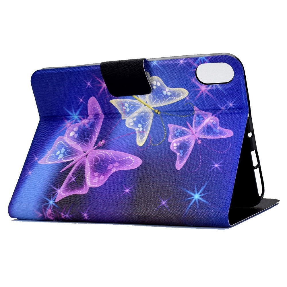 For Lenovo Legion Y700 Pattern Printing Leather Shock Proof Tablet Case Protective Cover - Shiny Butterfly
