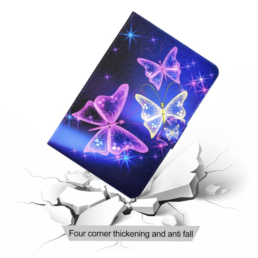 For Lenovo Legion Y700 Pattern Printing Leather Shock Proof Tablet Case Protective Cover - Shiny Butterfly