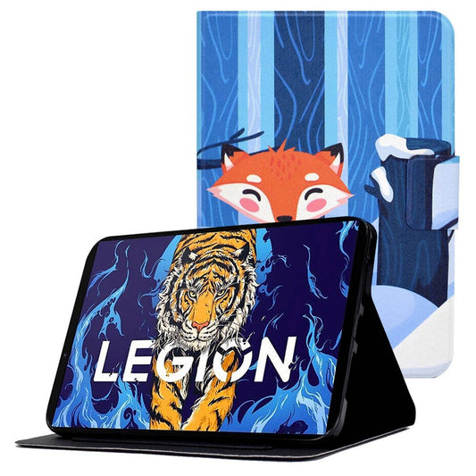 For Lenovo Legion Y700 Pattern Printing Leather Shock Proof Tablet Case Protective Cover - Cartoon Fox